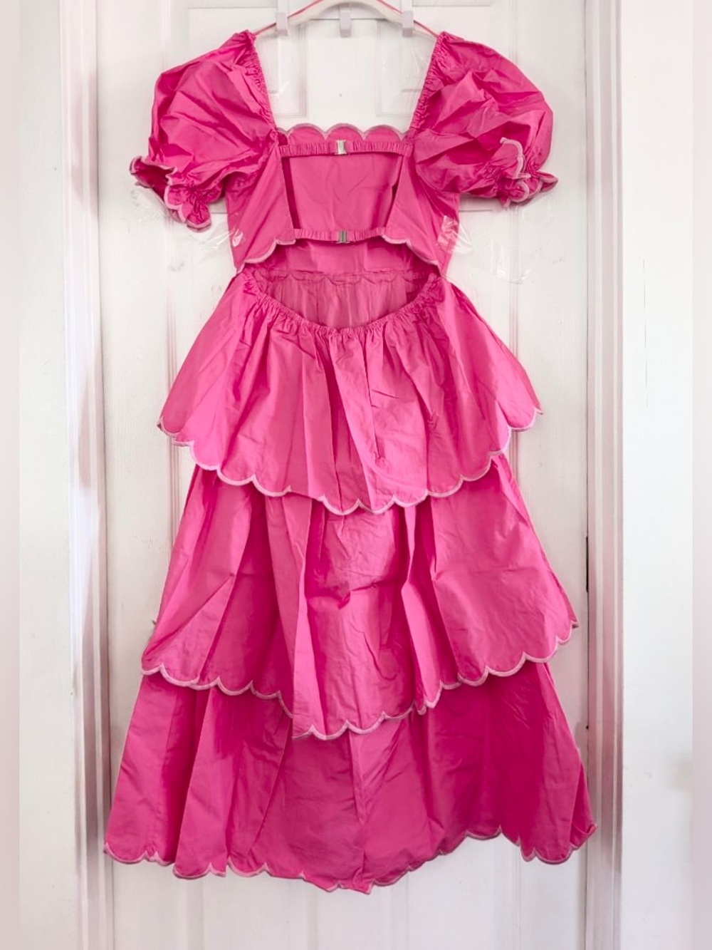 ENGLISH FACTORY Scallop Puff Sleeve Tiered Maxi Dress - Picture 12 of 15